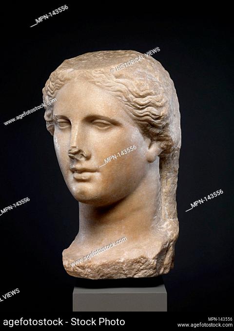 Marble head of a Ptolemaic queen. Period: Hellenistic; Date: ca. 270-250 B.C; Culture: Greek; Medium: Marble; Dimensions: H. 15 in. (38
