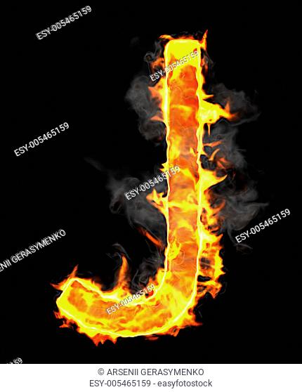 Burning and flame font J letter