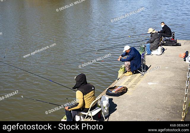 fishing on the Fraser River at Ladner, BC, Canada