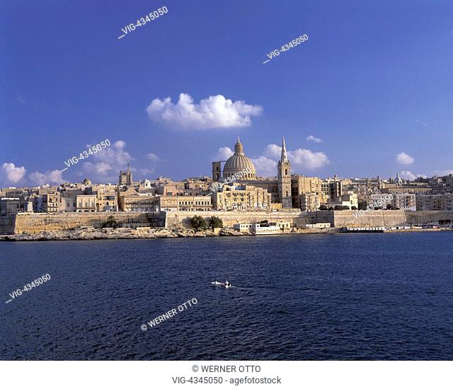 Malta, M-Valletta, Stadtansicht, Paulus-Kathedrale, Karmeliterkirche, Marsamxett-Hafen, Malta, M-Valletta, city view, St