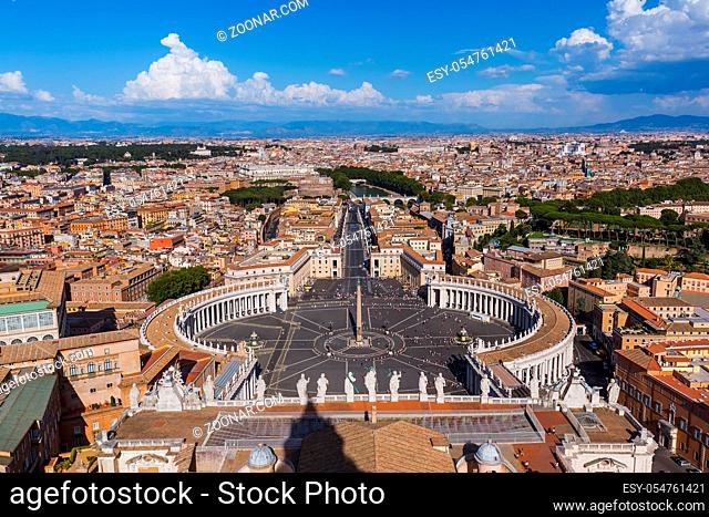 View from Sant Peters Basilica in Vatican - Rome Italy - architecture background