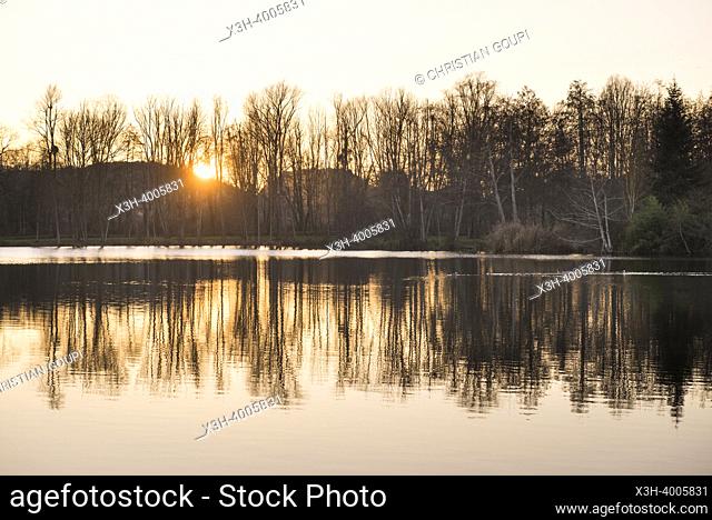 Pond of Chandelles by the Eure River, Eure-et-Loir department, Centre-Val-de-Loire region, France, Europe