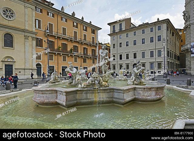 Fountain in the Piazza Navona, Rome, Italy, Europe