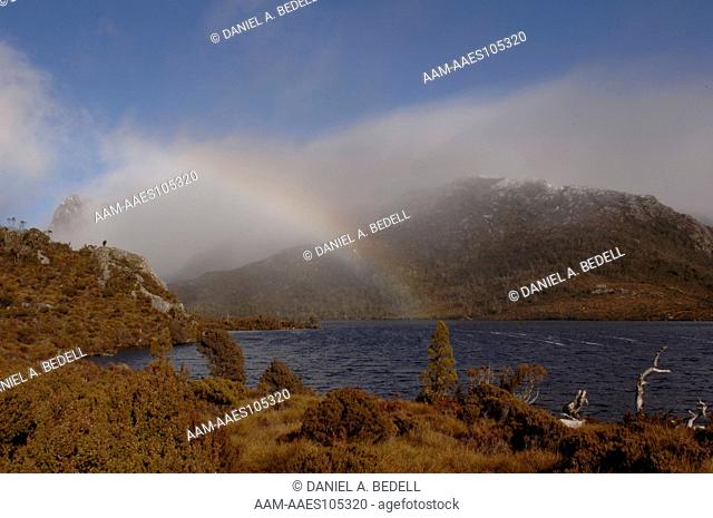 Dove Lake, mist, rainbow, tourists, Tasmania, Australia, digital capture