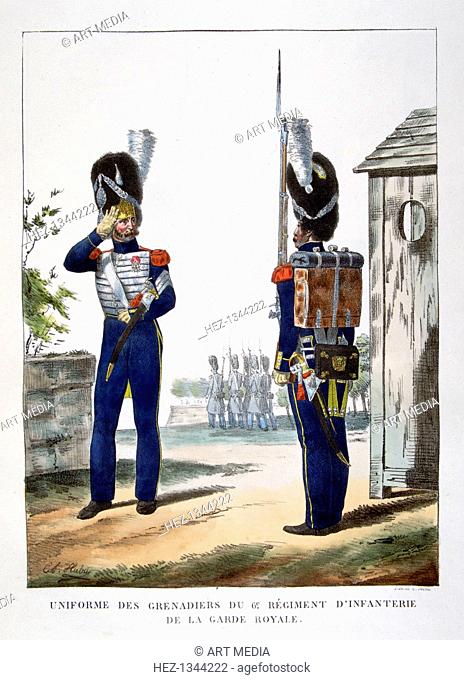 Uniforms of the grenadiers of the 6th infantry regiment of the French royal guard, 1823