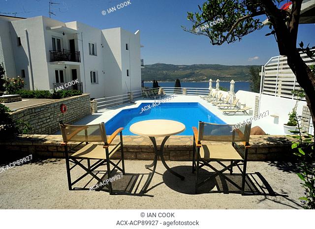 swimming pool at Scorpios Apartments near Samos Town, Samos Island, Greece
