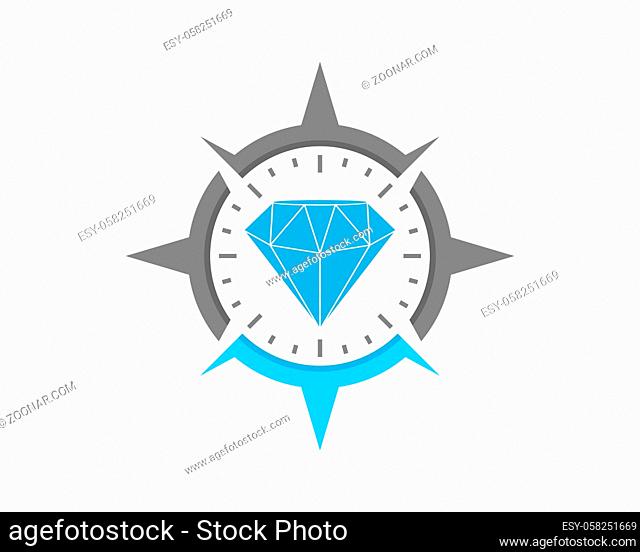 Diamond gem in the compass logo