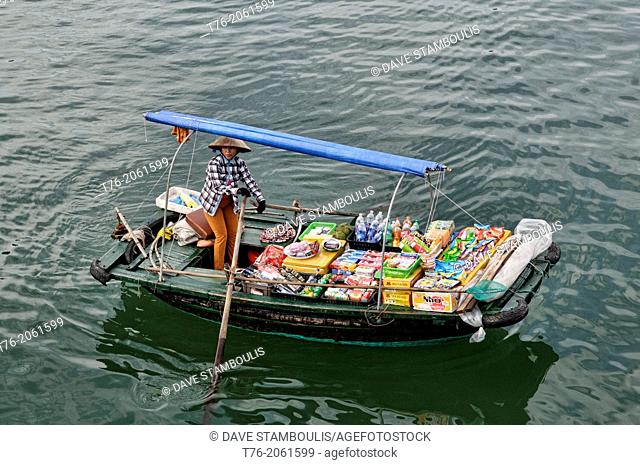 Boat vendor in Halong Bay, Vietnam