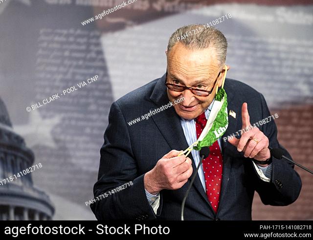 United States Senate Majority Leader Chuck Schumer (Democrat of New York), holds his press conference on upcoming Senate business in the U.S
