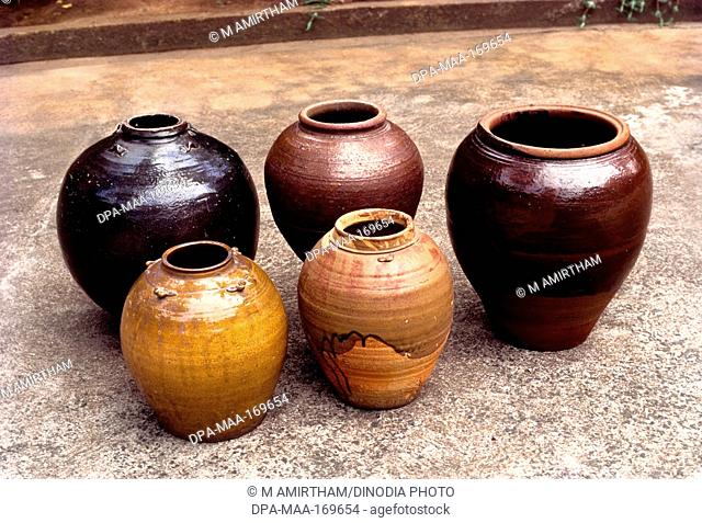 Traditional clay jars of nattukottai chettiar or nagarathar , Chettinad , Tamil Nadu , India