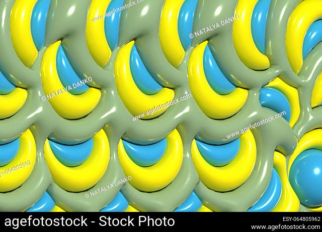 Background with circles, inflated shapes. 3d rendering illustration
