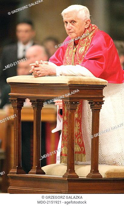 The pope Benedict XVI (Joseph Aloisius Ratzinger) during the Holy Mass for 11th General Ordinary Assembly of Synod of the Bishops. Vatican City. 2005