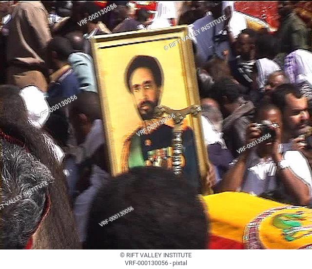 Picture of Haile Salasse carried at funeral 2000 Haile Selasse. Ethiopia