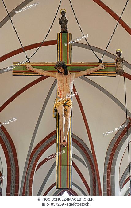 Triumph cross with Jesus figure in the renovated Nikolaikirche church, Berlin, Germany, Europe