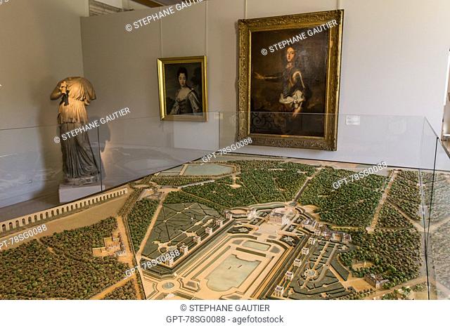 MODEL OF THE ROYAL PARK OF MARLY THAT SERVED AS VACATION SPOT FOR LOUIS XIV, PROMENADE MUSEUM, NATIONAL ESTATE OF MARLY-LE-ROI, YVELINES (78), FRANCE