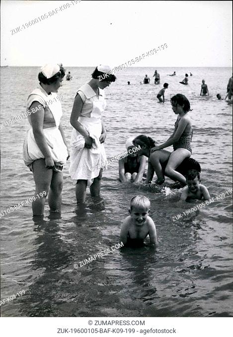 1968 - Schoolgirl 'nurses' with their patients in the sea. One nurse, Jennifer Hammon, is in bathing costume just 'in case' (Credit Image: © Keystone Pictures...