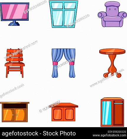 Home environment icons set. Cartoon illustration of 9 home environment vector icons for web