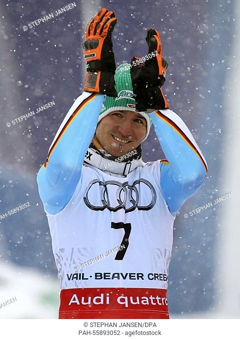 Felix Neureuter of Germany reacts after the mens slalom at the Alpine Skiing World Championships in Vail - Beaver Creek, Colorado, USA, 15 February 2015
