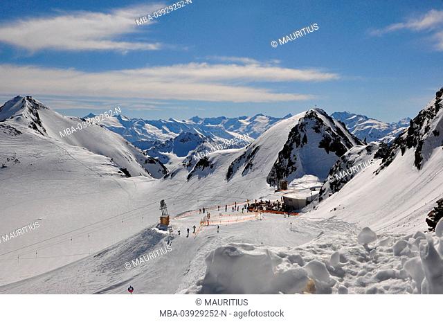 Austria, Tyrol, Stubai, Stubai glacier, top of Tyrol, view, Alpine panorama, winter