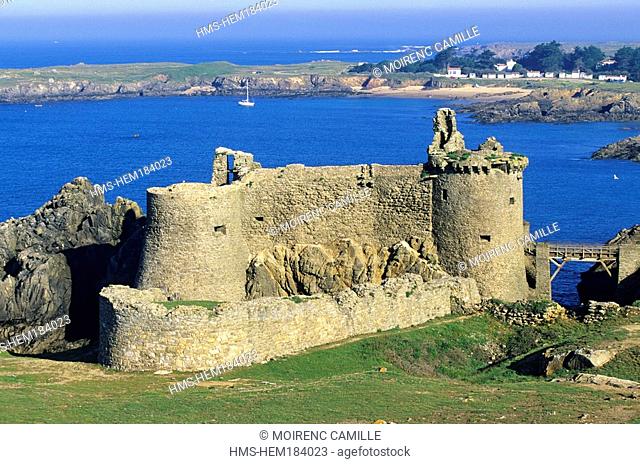 France, Vendee, Ile d' Yeu, old castle aerial view