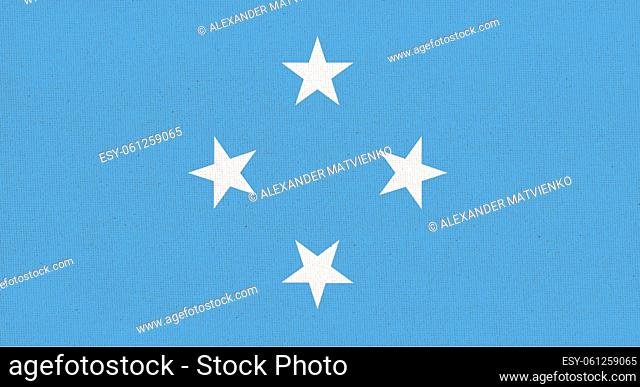 Flag of Micronesia. Micronesia flag on fabric surface. Fabric Texture. National symbol. Country in Oceania
