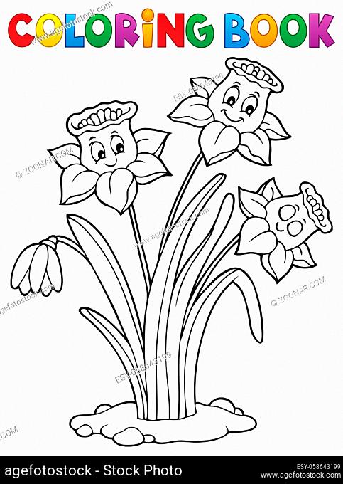 Coloring book narcissus flower image 1 - picture illustration