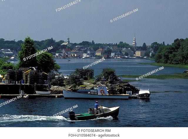 Portsmouth, NH, New Hampshire, Lobster boat docked along the Piscataqua River in Portsmouth