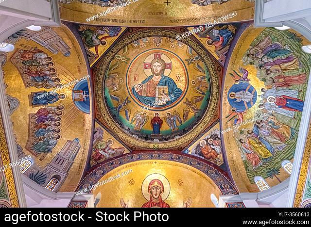 Frescoes of Byzantine style Melkite Greek Catholic basilica of Saint Paul in Harissa-Daraoun municipality in Lebanon
