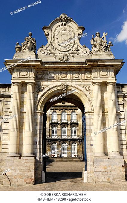 France, Pas de Calais, Arras, gate to the abbey of Saint Vaast which houses the Museum of Fine Arts and the Library of Arras