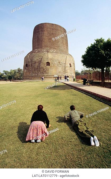 Dhamek Stupa also spelled Dhamekh and Dhamekha is a massive stupa located at Saranath. The religious site markes the spot also called Deer park where Buddha...