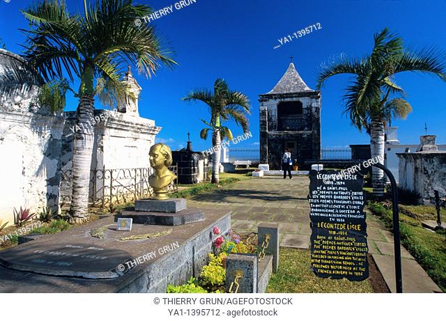 Tomb of the famous french poet Leconte de Lisle, cemetery of Saint Paul, La Reunion island (France), Indian Ocean