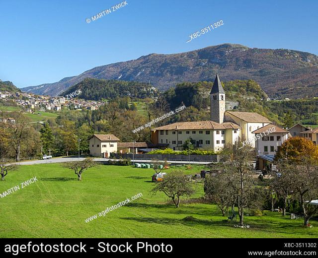 Tavodo and San Lorenzo Dorsino in the Dolomiti di Brenta, part of UNESCO world heritage Dolomites. Europe, Italy, Trentino