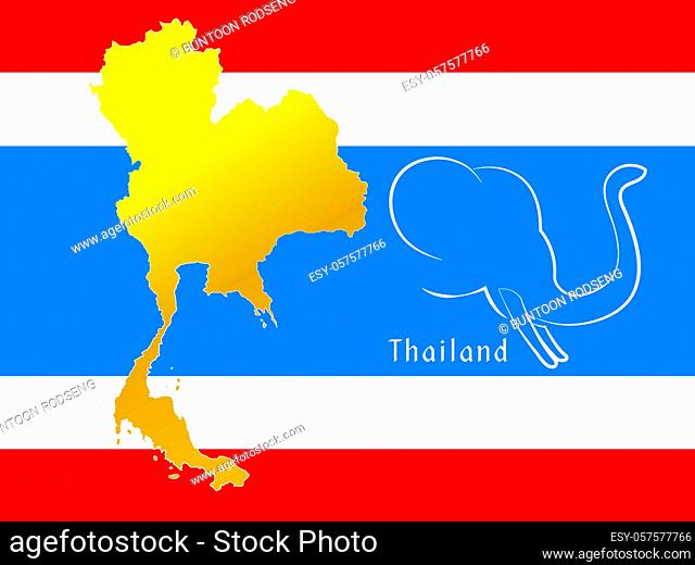 map of thailand card paper 3D natural, vector illustration
