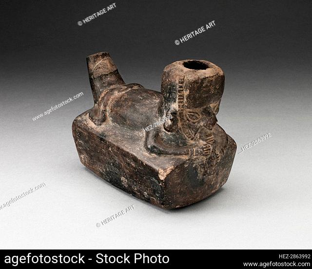 Vessel in the Form of a Flute-Player Laying atop Rectangle Shape, A.D. 1000/1400. Creator: Unknown
