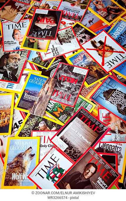 New York - MARCH 7, 2017: US magazines on March 7 in New York, USA. There are over 1000 various magazines published in US