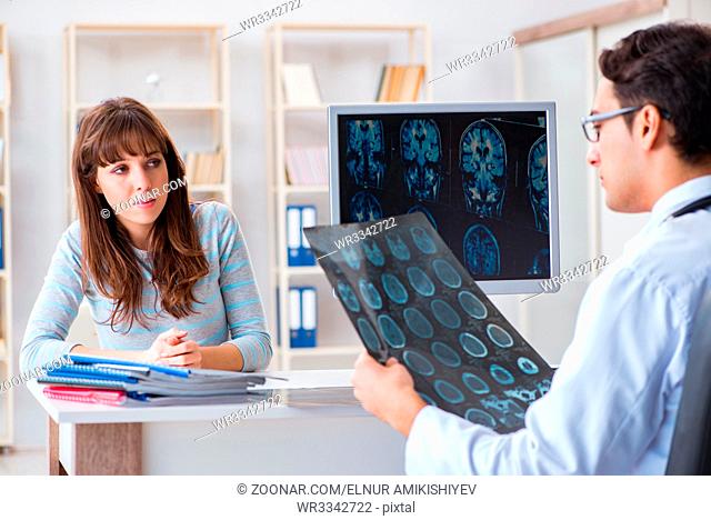 Young woman visiting radiologist for x-ray exam