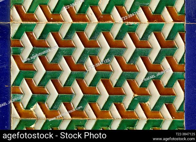 Seville (Spain). Geometric drawing of a tile inside the Monastery of La Cartuja in the city of Seville