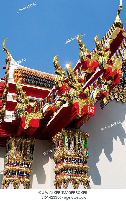 Chofah, literally sky tassel, typical architectural ornamentation on the roofs of Buddhist buildings, Wat Phra Kaew, Grand Palace, Bangkok, Thailand, Asia