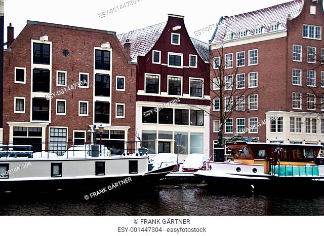 Amsterdam Canal with House Boats