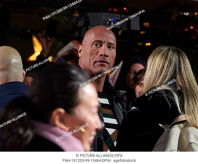 04 December 2019, Berlin: Actor Dwayne Johnson comes to the German premiere of the movie ""Jumanji: The next Level"". Cinema release is 12 December