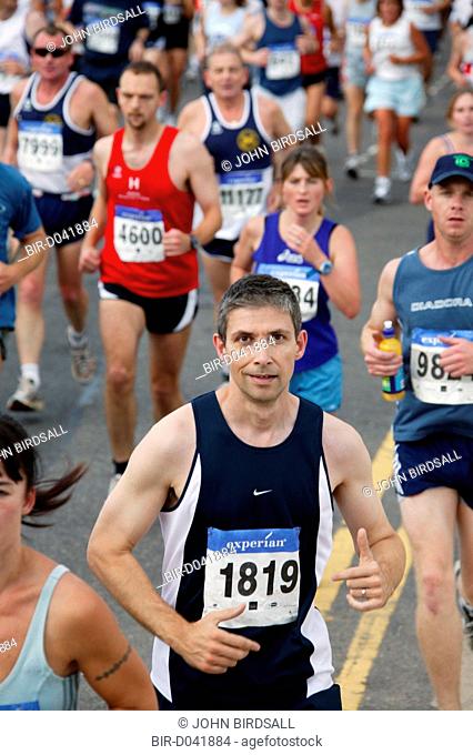 Runners at the Nottingham Robin Hood Marathon, held every year and starting and finishing at the Victoria Embankment