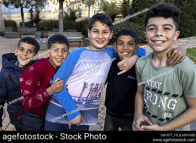 Boys in a park in central Beirut, Lebanon