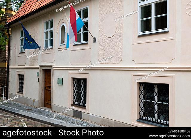 Prague - Czech Republic Facade of the Grand Duchy of Luxembourg embassy in Old Town