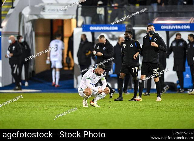 OHL's Xavier Mercier shows defeat after a soccer match between Oud-Heverlee Leuven and Club Brugge KV, Wednesday 15 December 2021 in Heverlee