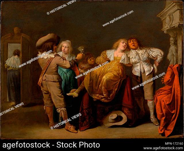 A Party of Merrymakers. Artist: Pieter Jansz. Quast (Dutch, Amsterdam (?) 1605/6-1647 Amsterdam); Date: ca. 1635-38; Medium: Oil on wood; Dimensions: 14 3/4 x...