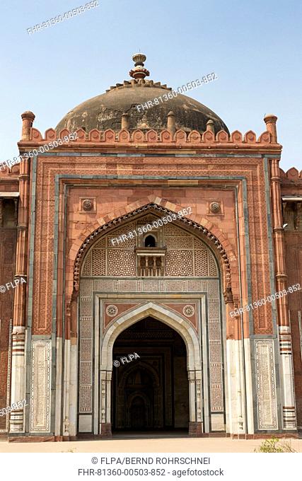 Mosque with dome, Qila-i-Kuna Mosque, Purana Qila, Delhi, India, March