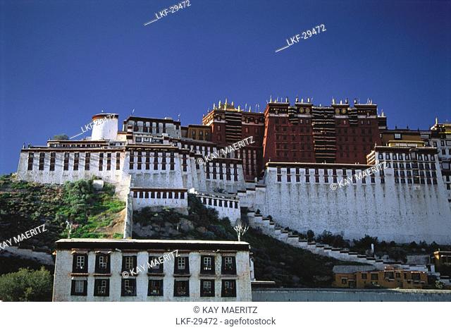 The Potala palace under blue sky, Lhasa, Tibet, Asia