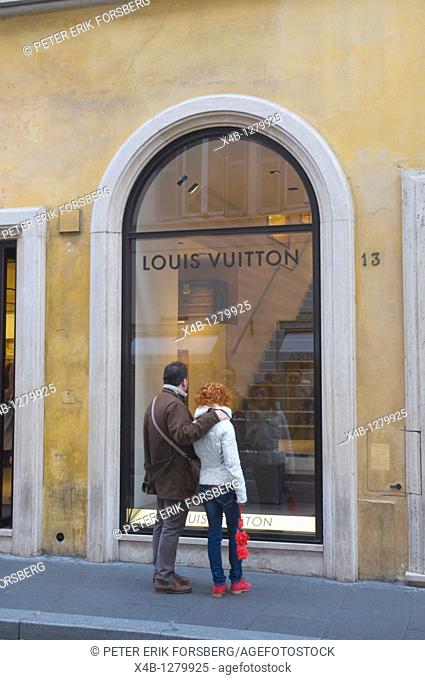 Louis Vuitton shop along Via dei Condotti street Tridente district Rome Italy Europe