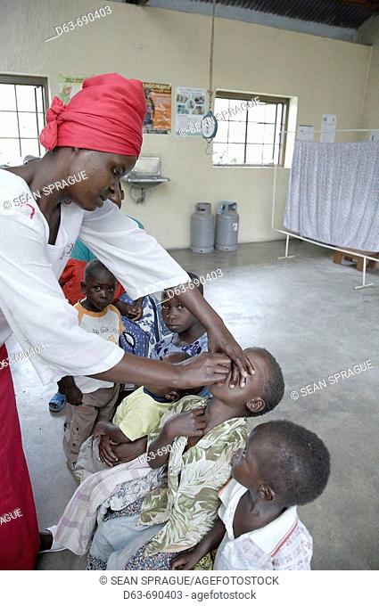 Immunising children at Kowak hospital. Tanzania