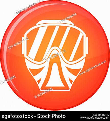 Paintball mask icon in red circle isolated on white background vector illustration